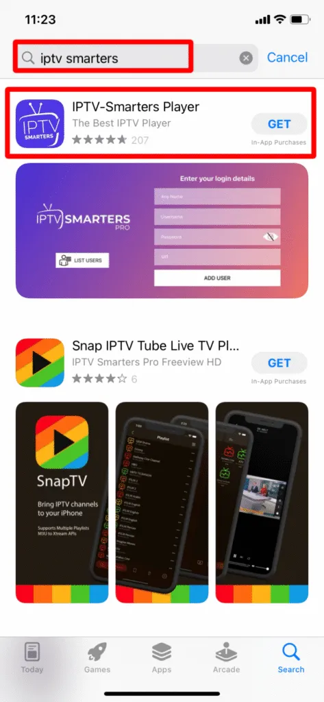IPTV Smarters Player op de App Store