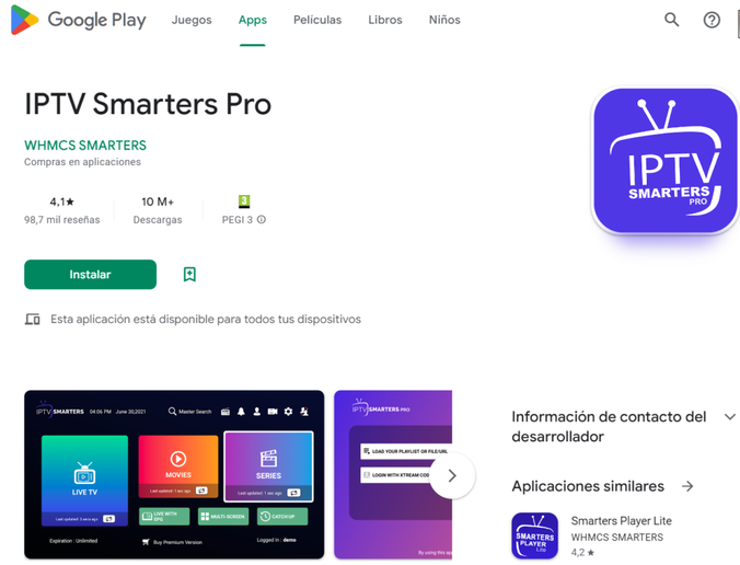 IPTV Smarters Pro op Google Play